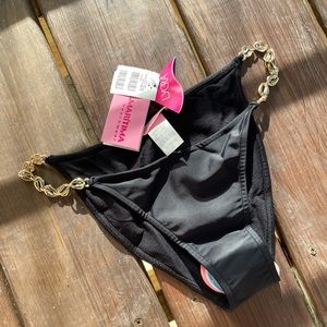 NWT M L or XL CIA.MARITIMA black Brazilian swim shells GOLD CHAIN sides